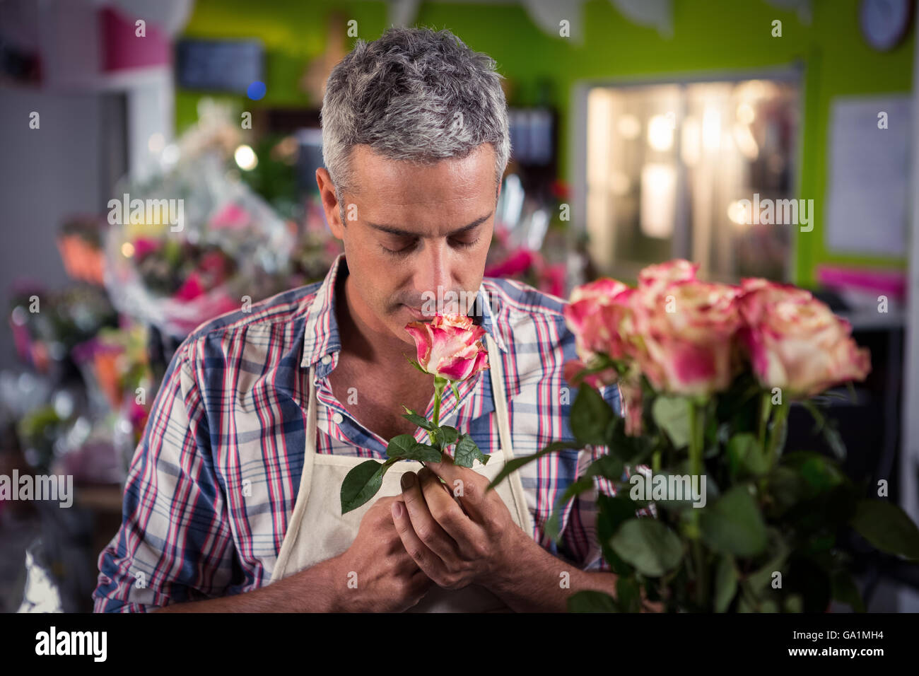 Rose garden smell man hires stock photography and images Alamy