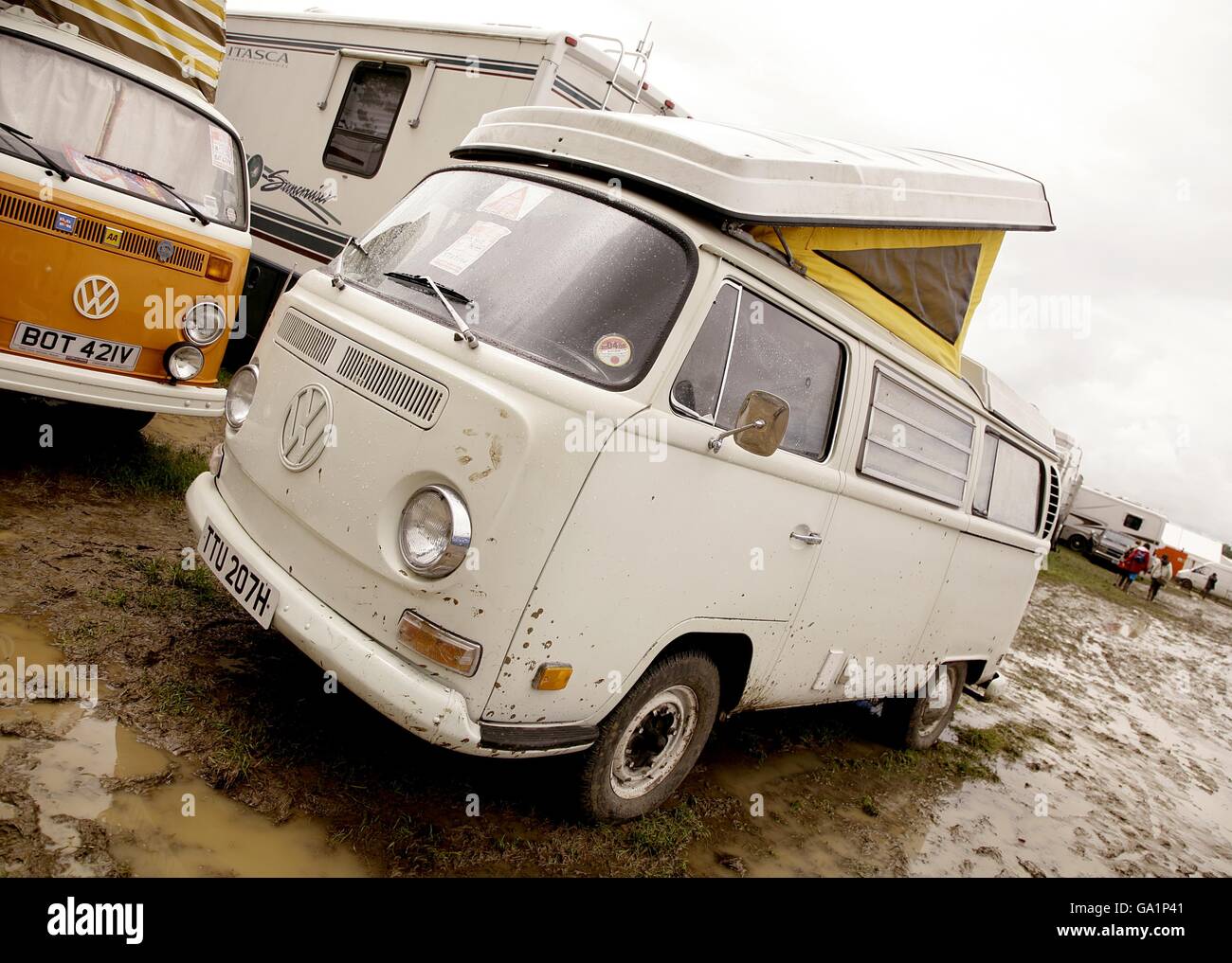 A camper van being used by Kate Moss while she is at the 2007