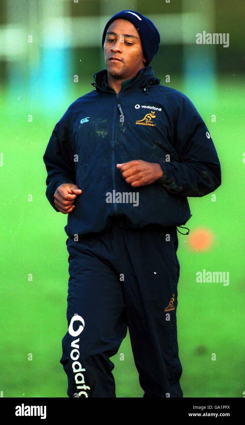 Australia's captain George Gregan warms up prior to training at the ...
