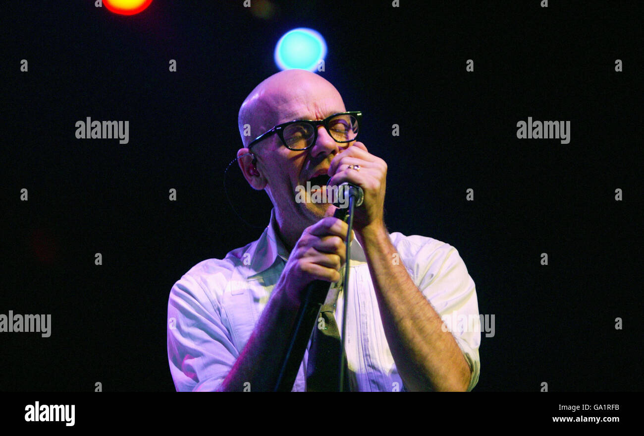 R.E.M in concert Dublin. R.E.M's Michael Stipe performing at The