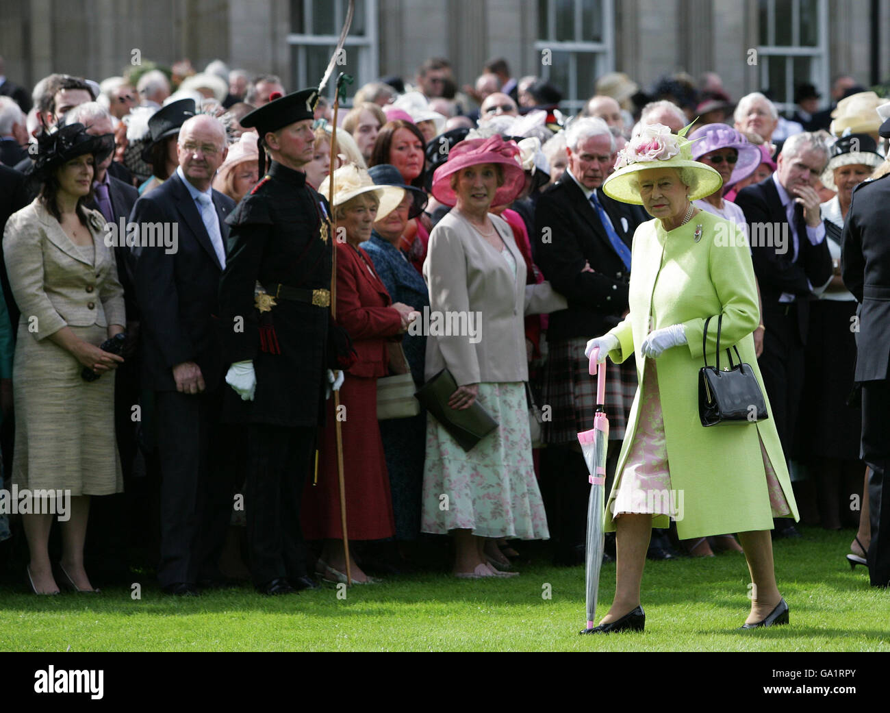 At a garden party held at the palace of holyroodhouse hires stock