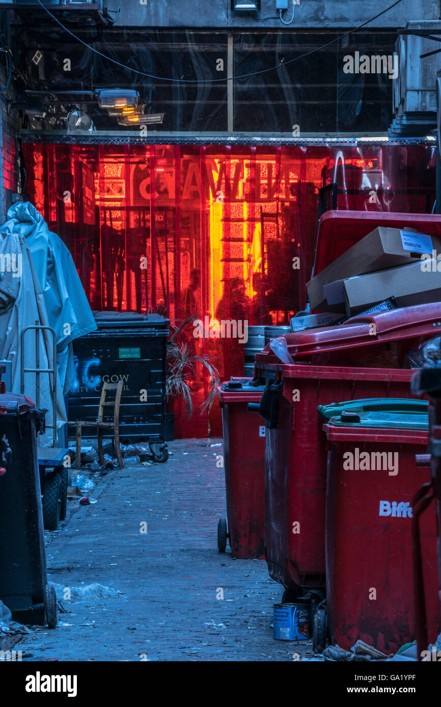 Red waste bins in back alley, Glasgow,Scotland,UK Stock Photo Alamy