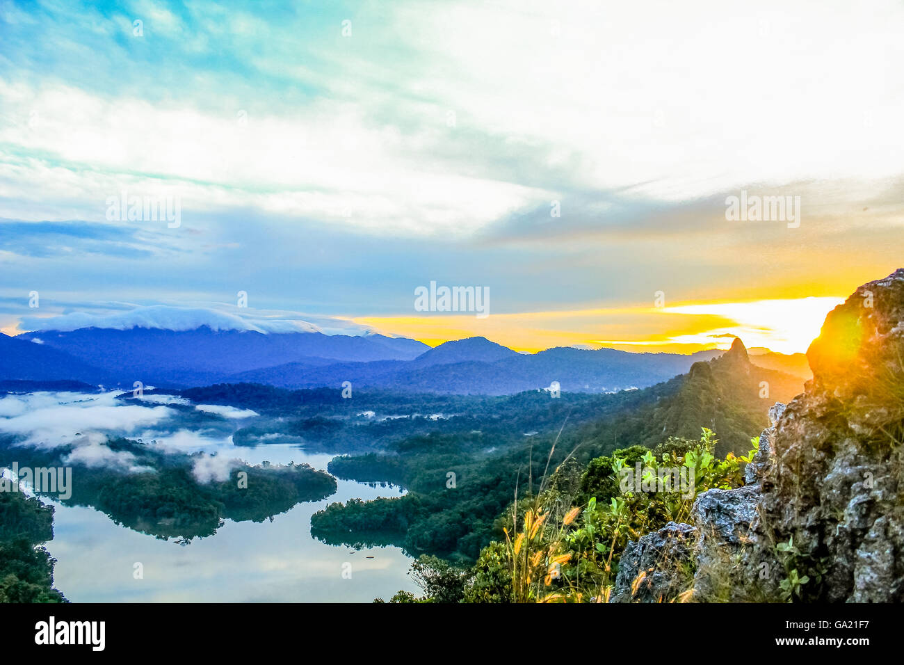 Sunrise at bukit tabur malaysia Stock Photo
