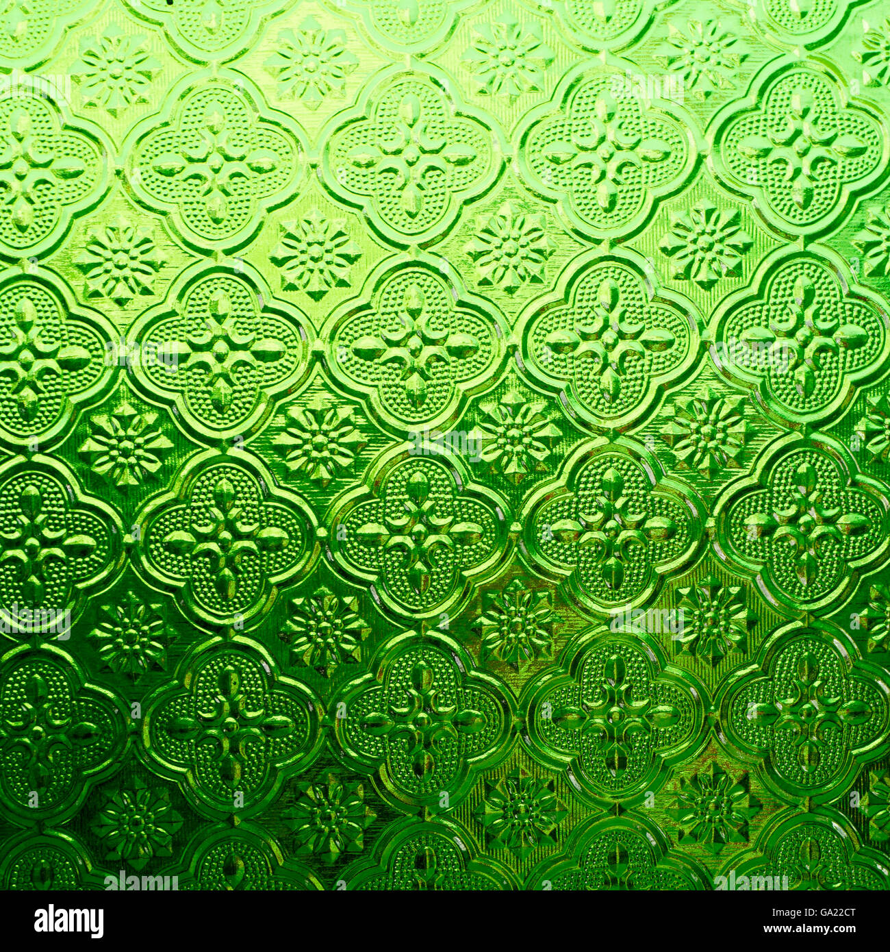 green color glass with thai pattern style Stock Photo