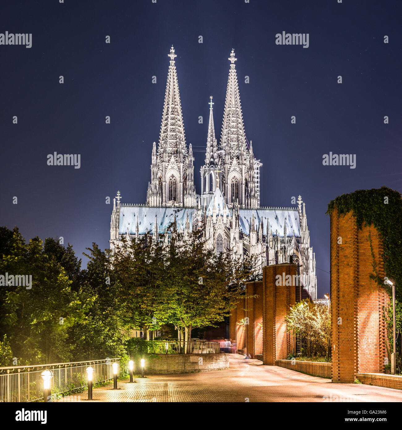 Cologne Cathedral at night Stock Photo