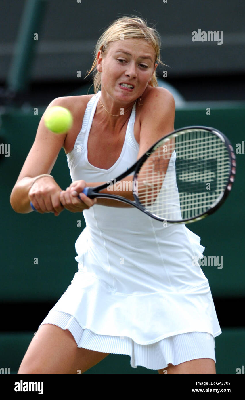 Tennis - Wimbledon Championships 2007 - Day Four - All England Club. Maria Sharapova in action against Severine Bremond Stock Photo