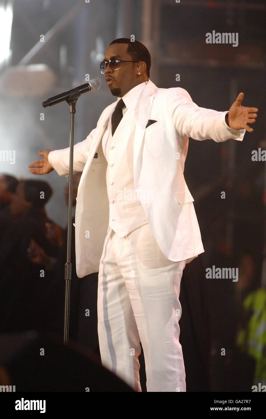 P Diddy performs during the charity concert in memory of Diana