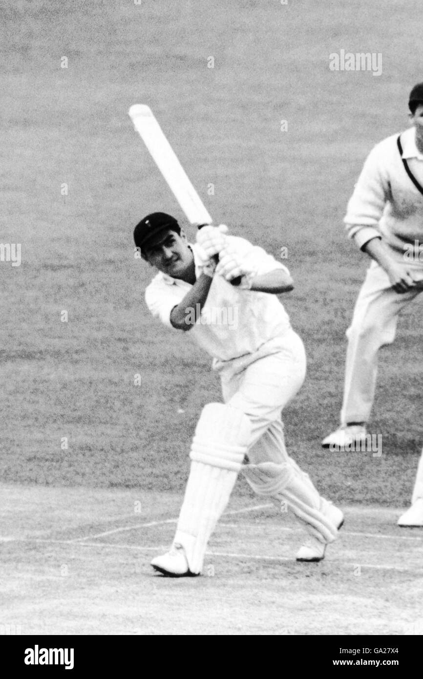 Cricket - Marylebone Cricket Club v Yorkshire - First Day. MCC's Tony Lewis hits another boundary Stock Photo