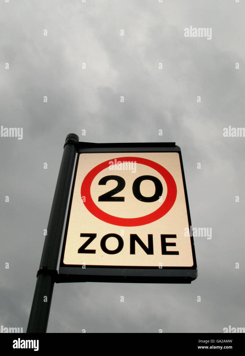 20 mph zone Stock Photo
