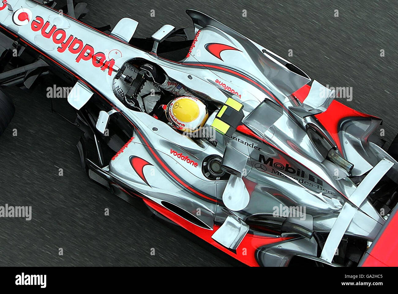 Lewis Hamilton in the Vodafone McLaren Mercedes MP4/22 during the second practice session at Magny Cours, Nevers, France. Stock Photo