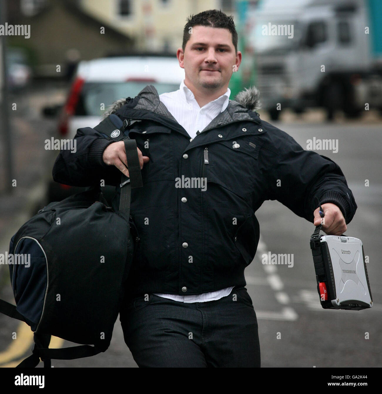 Freelance photographer Jay Kaycappa arrives at Brighton Magistrates Court, in Brighton, Sussex, as the case into his alleged assault on Heather Mills McCartney continues. Stock Photo