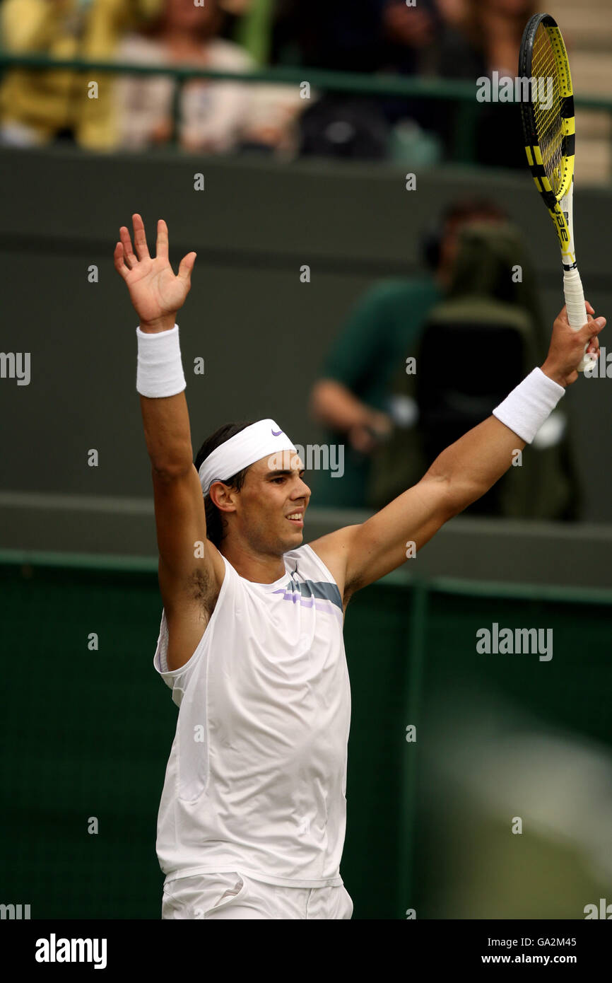 Tennis - Wimbledon Championships 2007 - Day Nine - All England Club. Rafael Nadal in action against Robin Soderling Stock Photo