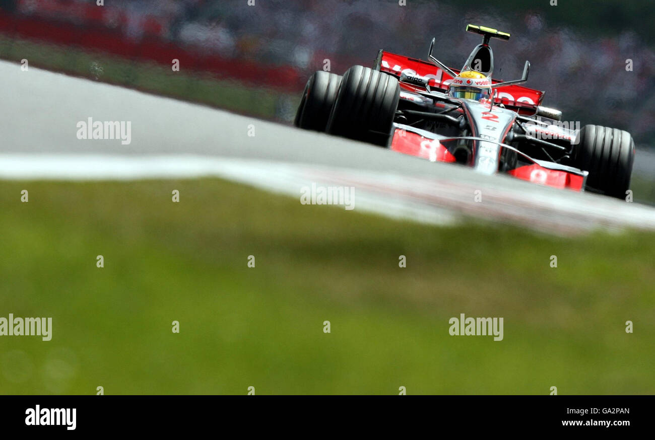 Lewis Hamilton during the British Grand Prix at Silverstone, Northamptonshire. Stock Photo