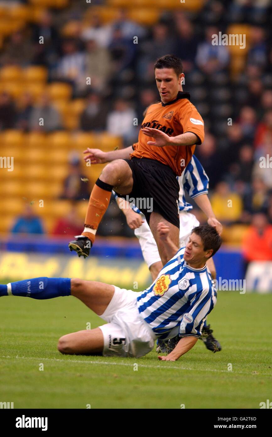 Wolverhampton Wanderers Cedric Roussel and Sheffield Wednesday's Leigh Bromby battle for the ball Stock Photo