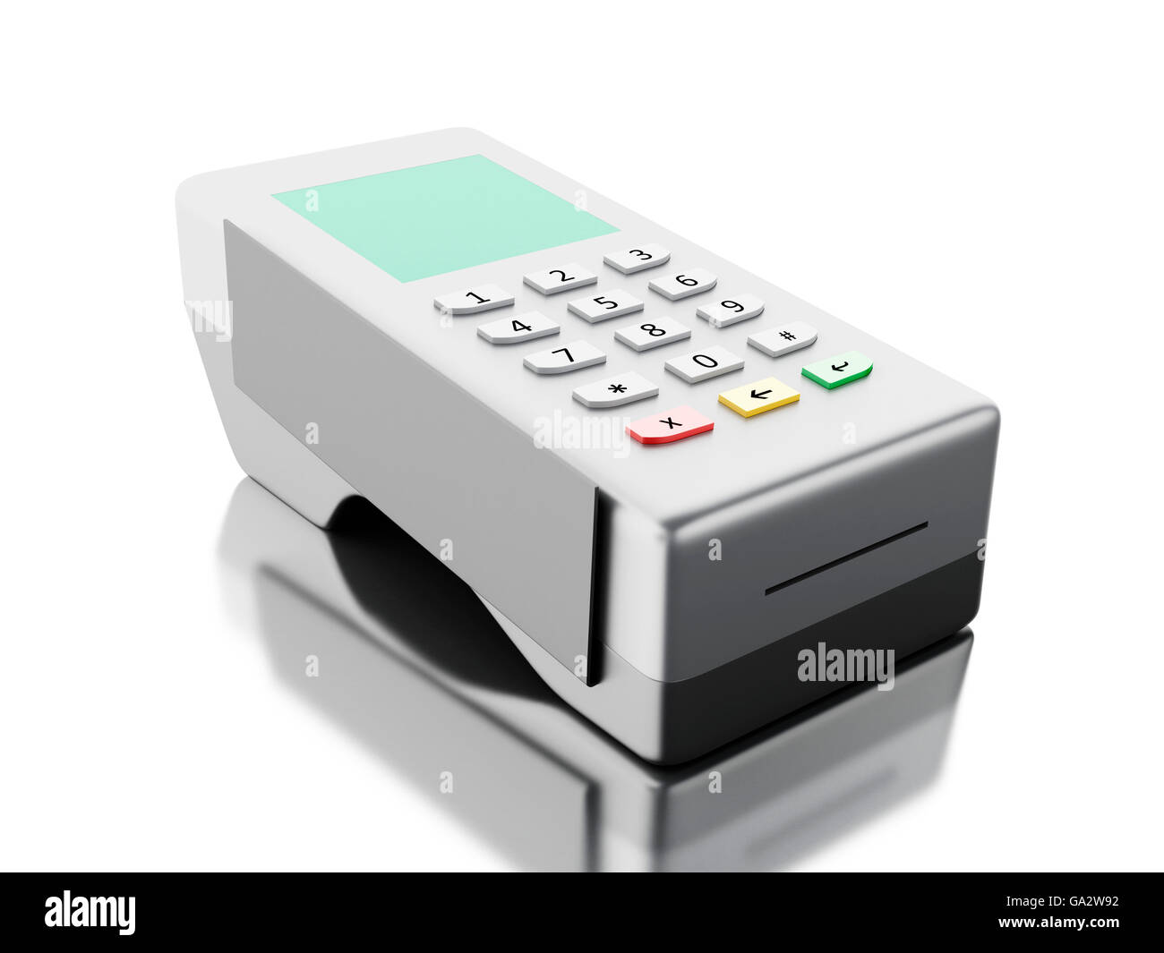 Card Reader Render 3d renderer image. Card reader, bank terminal. Isolated white ...