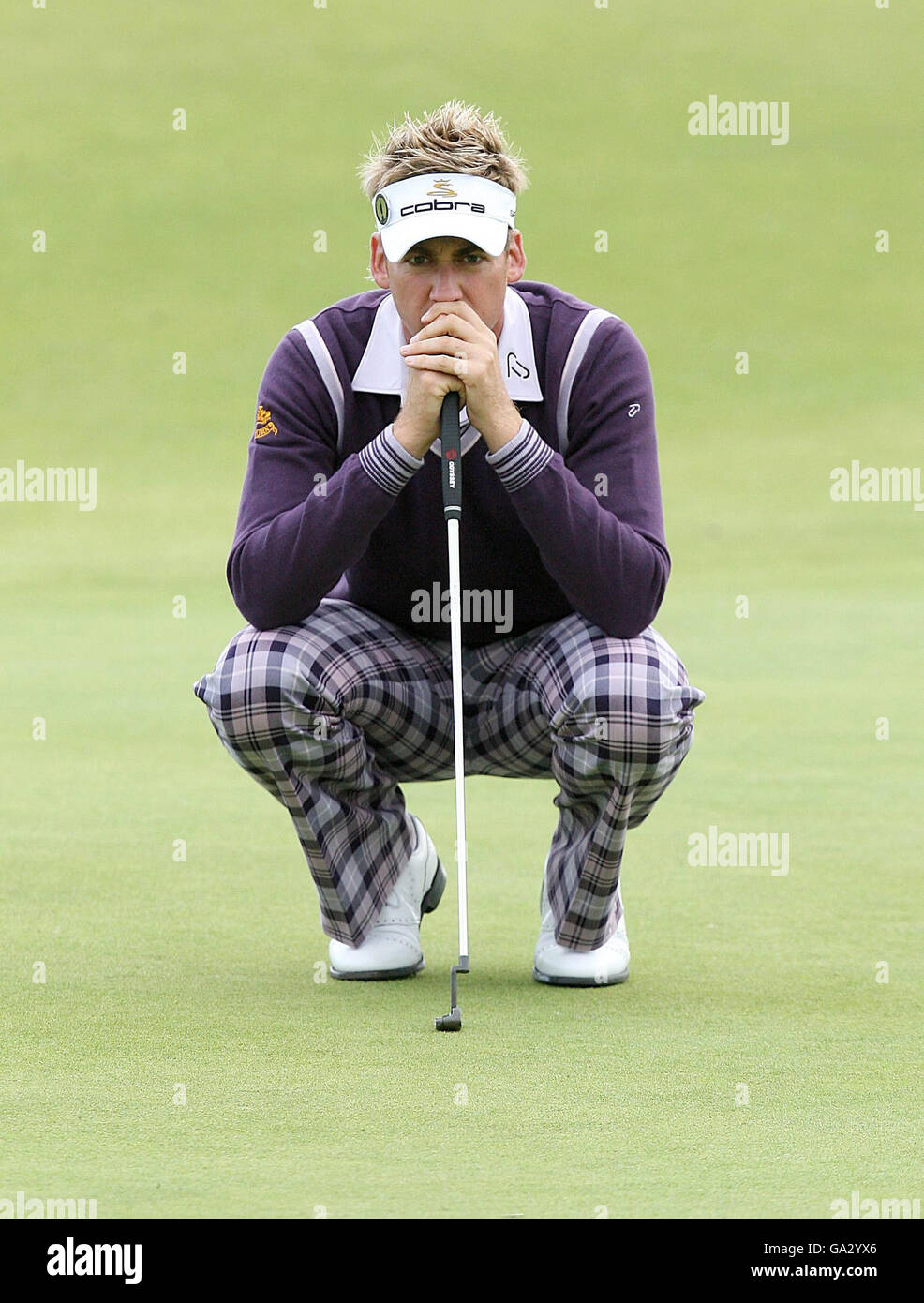 England's Ian Poulter om the 15th green during the second day of The 136th Open Championships at Carnoustie, Scotland. Stock Photo