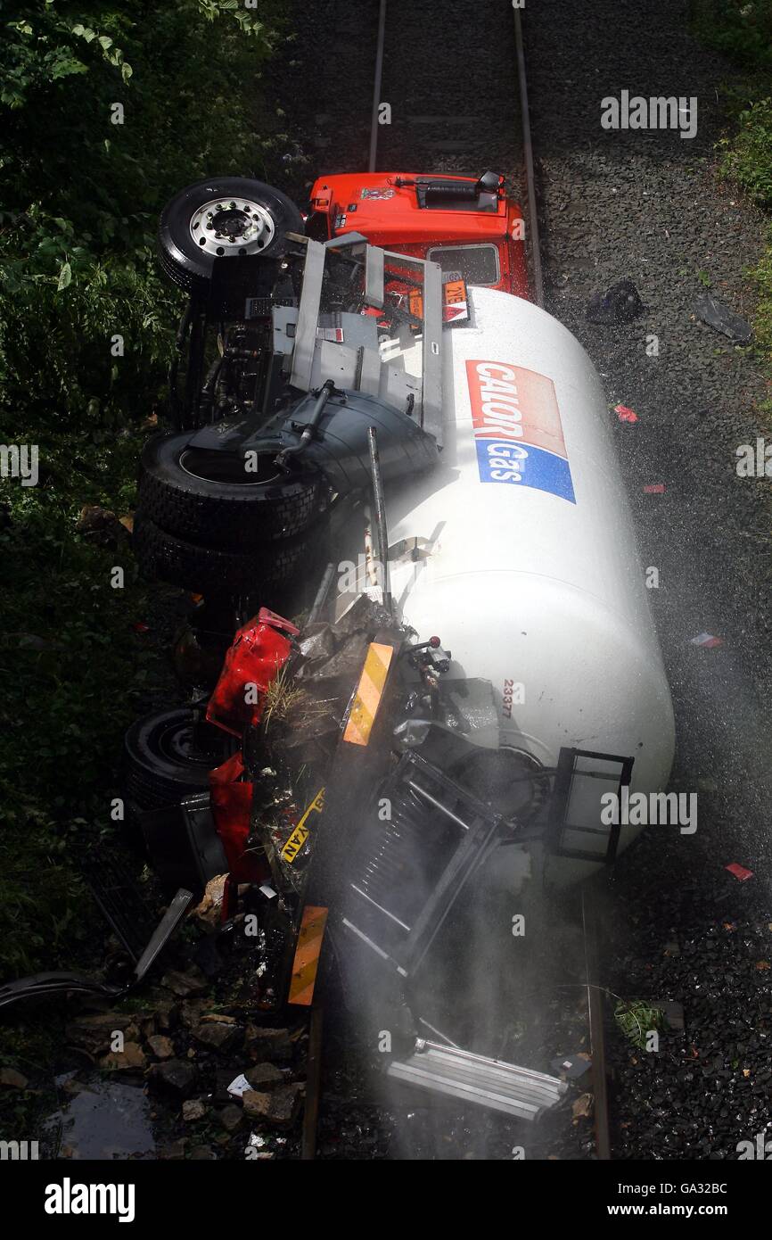 Gas tanker accident Stock Photo Alamy