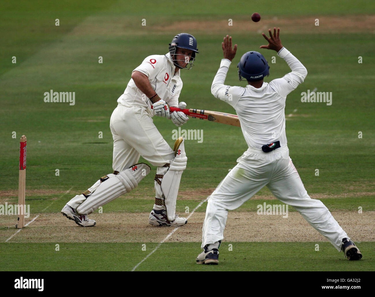 England 's Andrew Strauss in action during the First npower Test at Lord's Cricket Ground, London. Stock Photo