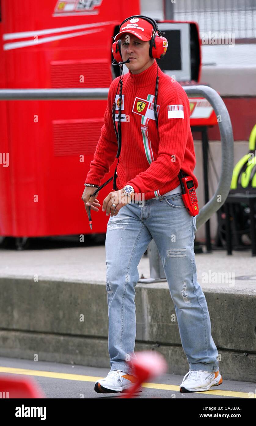 Former Ferrari F1 champion Michael Schumacher (l) during the
