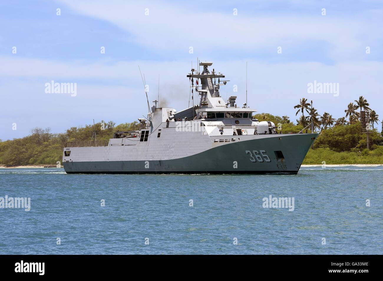 The Indonesian navy Sigma-class corvette KRI Diponegoro steams into