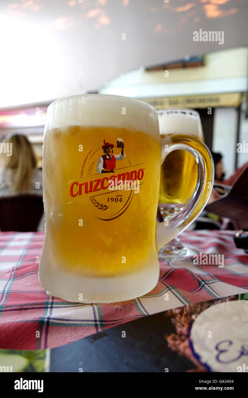 A mug of Cruzcampo beer in Toledo, Spain. is Spain's largest