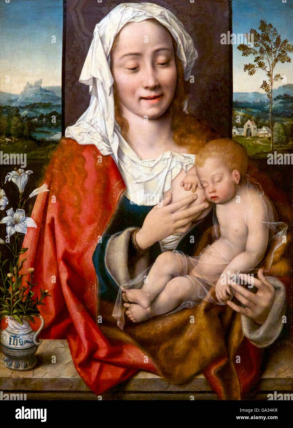 Virgin and Child, by Joos van Cleve,circa 1525, Fitzwilliam Museum, Cambridge, England, UK, GB Stock Photo