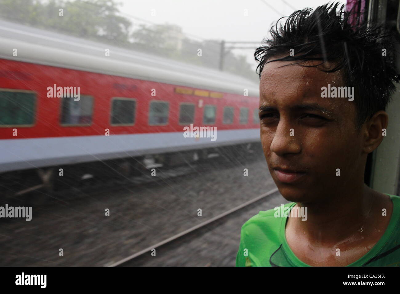 Mumbai Rain Local Train Stock Photo Alamy