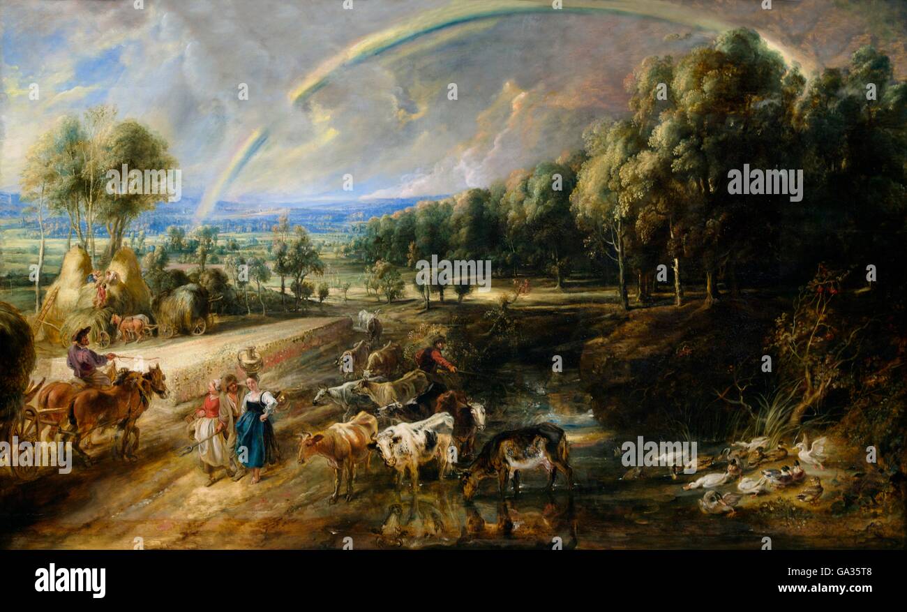 Landscape with Rainbow, by Peter Paul Rubens, Wallace Collection, London, England, UK, GB, Europe Stock Photo