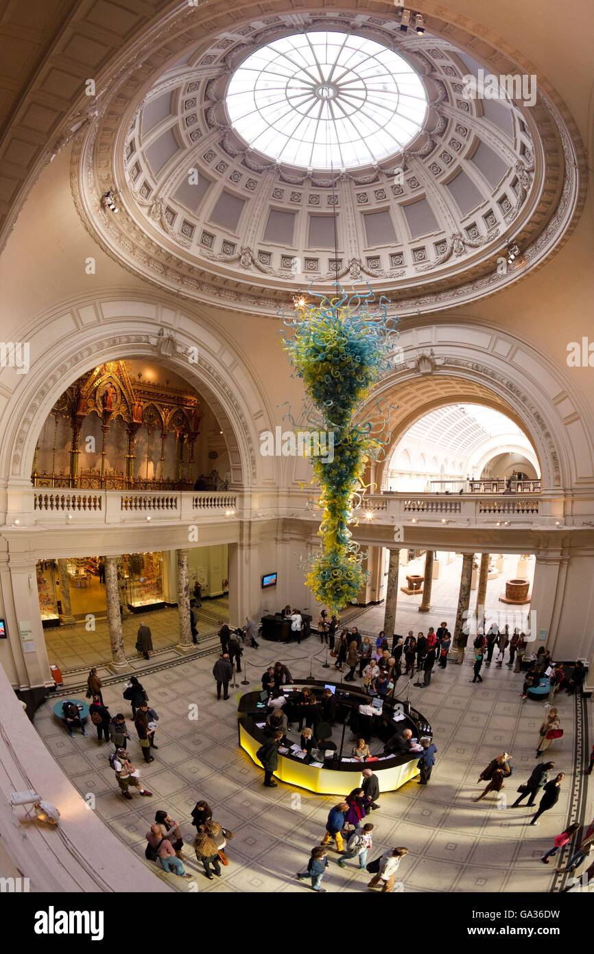 Entrance atrium, Victoria and Albert Museum, South Kensington, London, England, UK Stock Photo