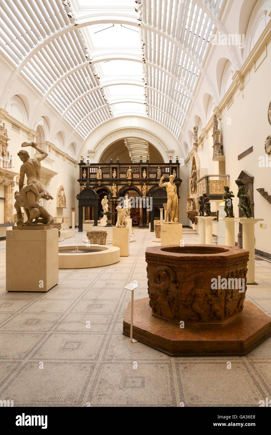 Renaissance sculpture gallery, Victoria and Albert Museum, South Kensington, London, England, UK Stock Photo