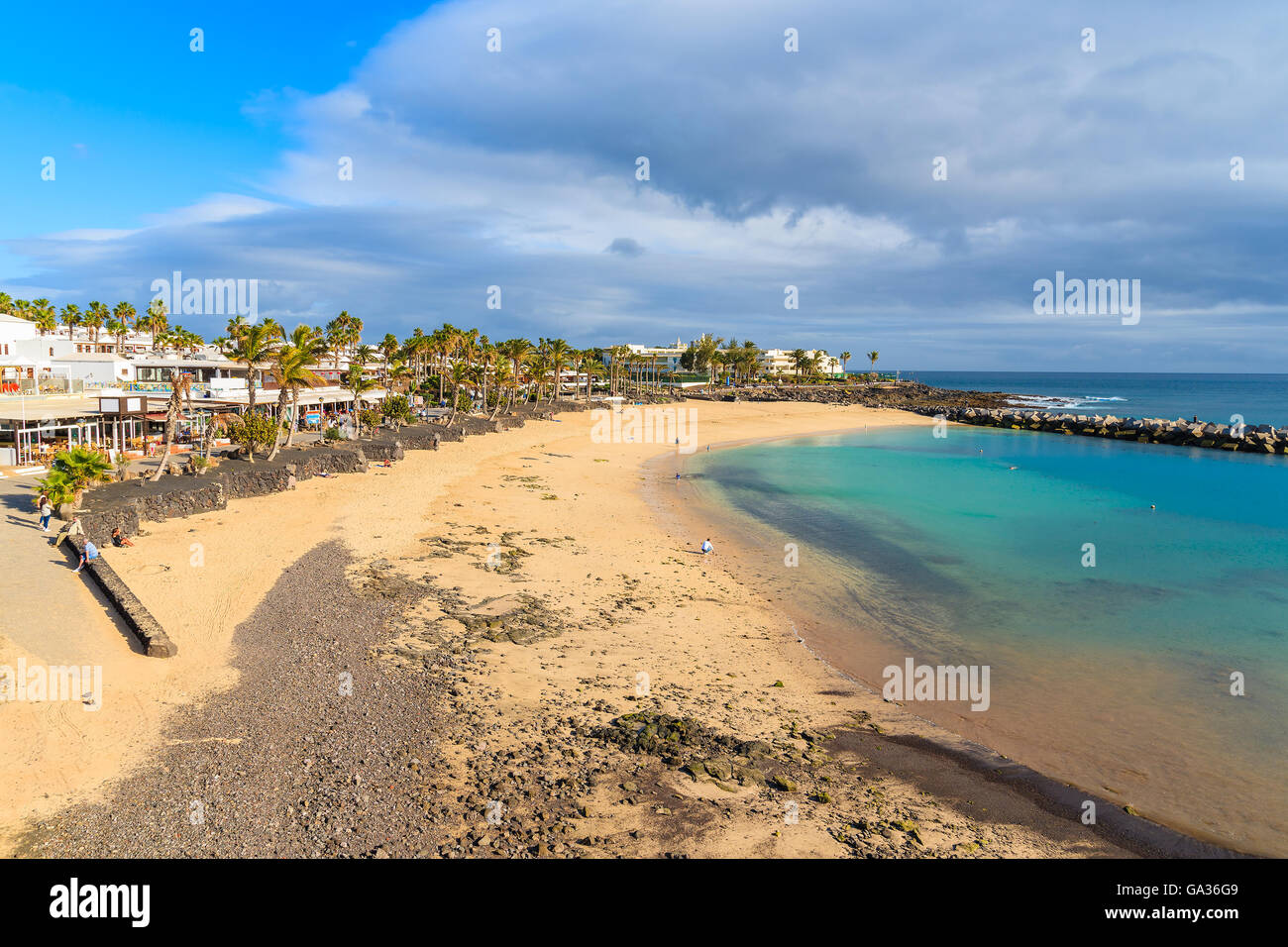 View of Flamingo beach in Playa Blanca on coast of Lanzarote island, Spain Stock Photo