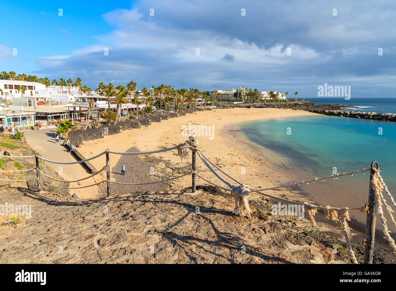 View of Flamingo beach in Playa Blanca on coast of Lanzarote island, Spain Stock Photo
