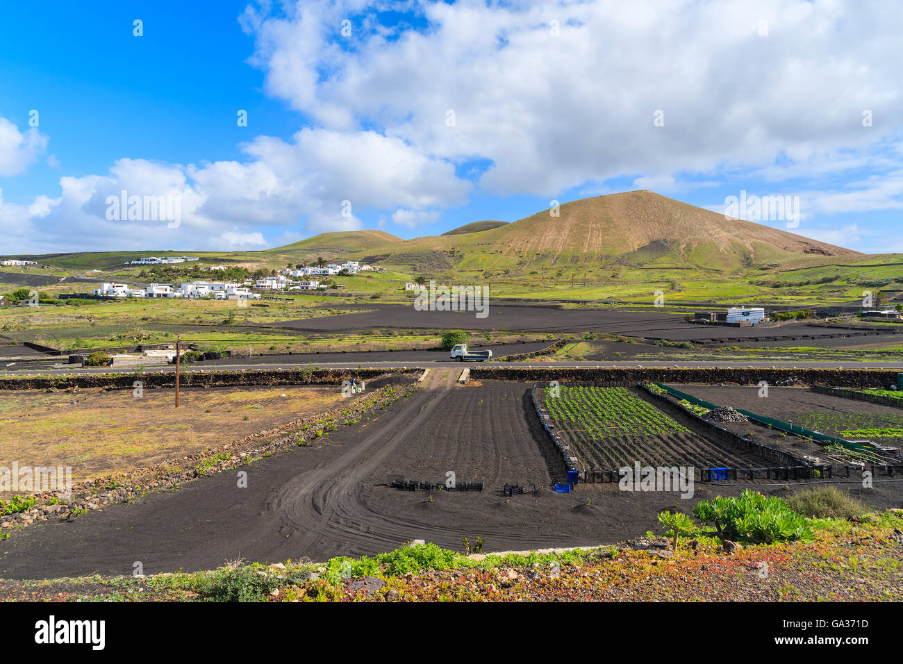 Rural landscape of Lanzarote island near Uga village, Canary Islands, Spain Stock Photo