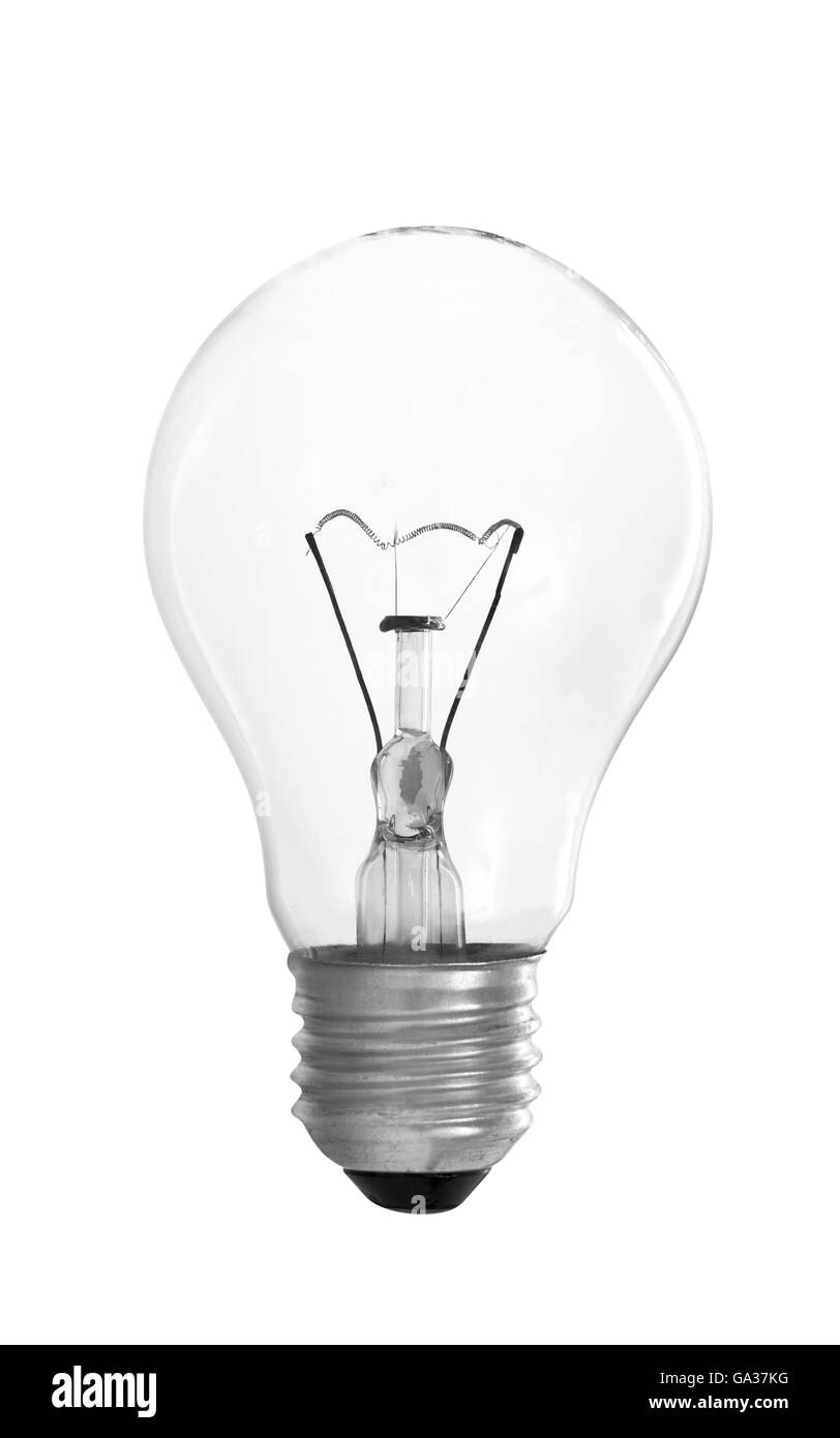 Clear Light Bulb With Filament Showing Isolated on White Background Stock  Photo - Alamy