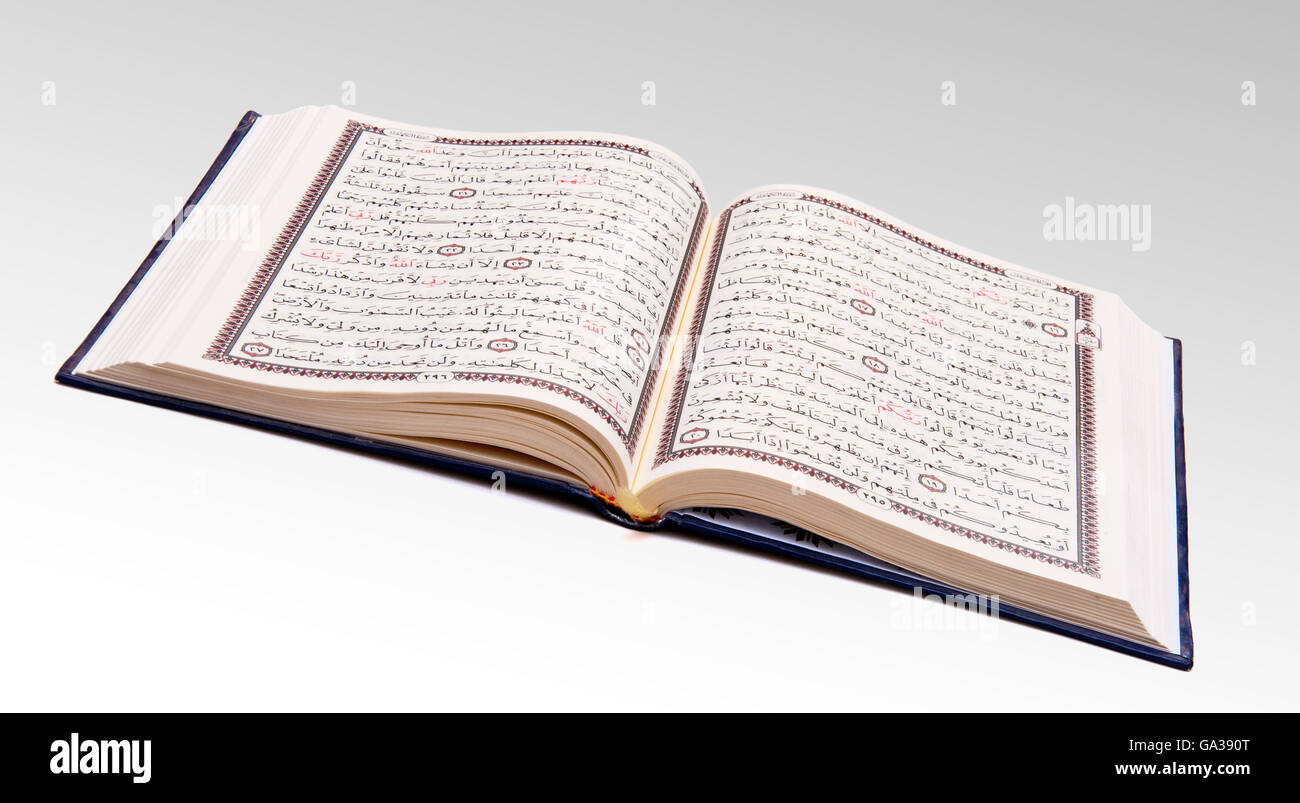 Open Holy Quran Islam Book Stock Photo