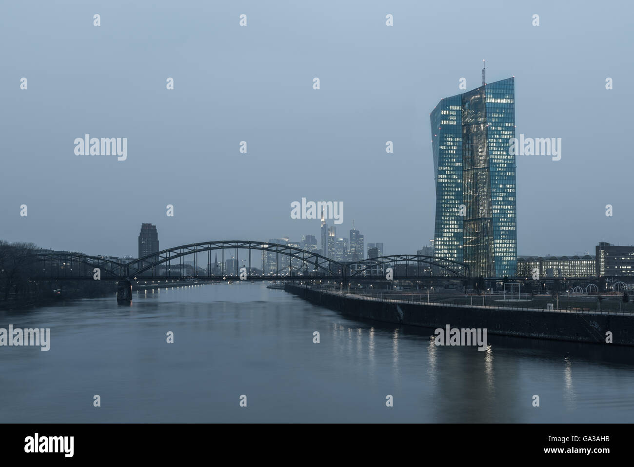 Frankfurt Skyline with EZB building Stock Photo