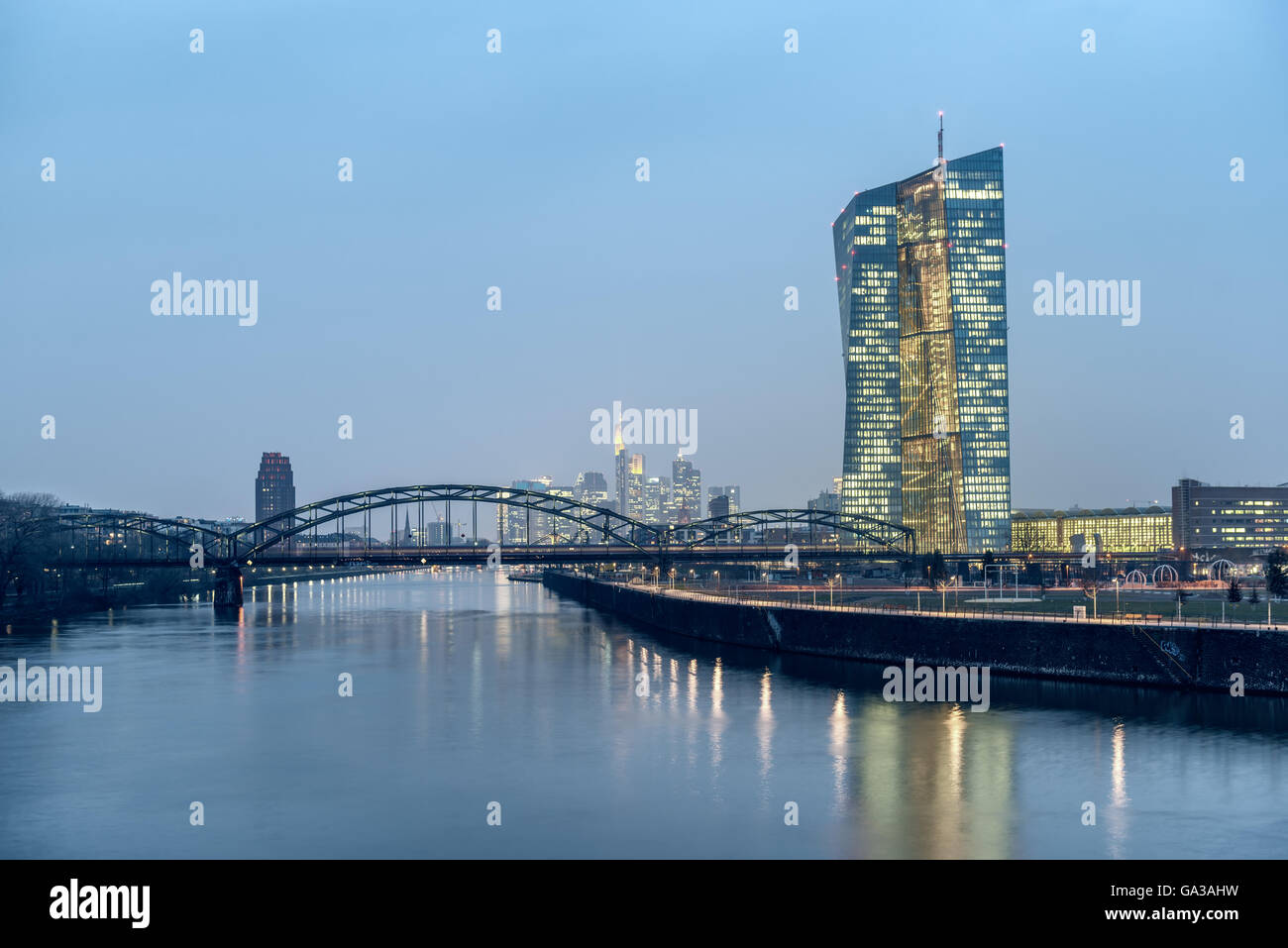 Frankfurt Skyline with EZB building Stock Photo