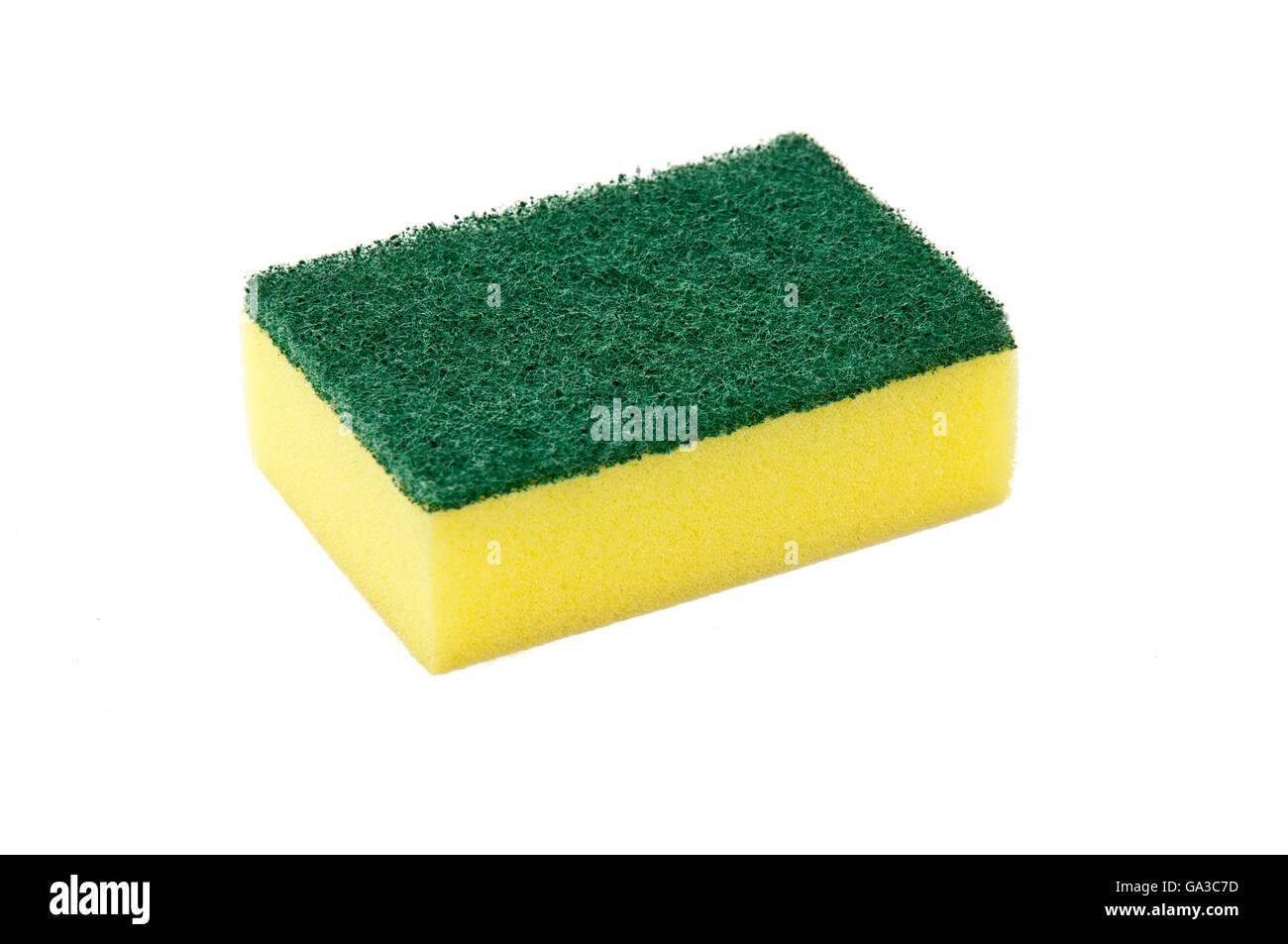 Green Washing Sponge Isolated on White Background Stock Photo