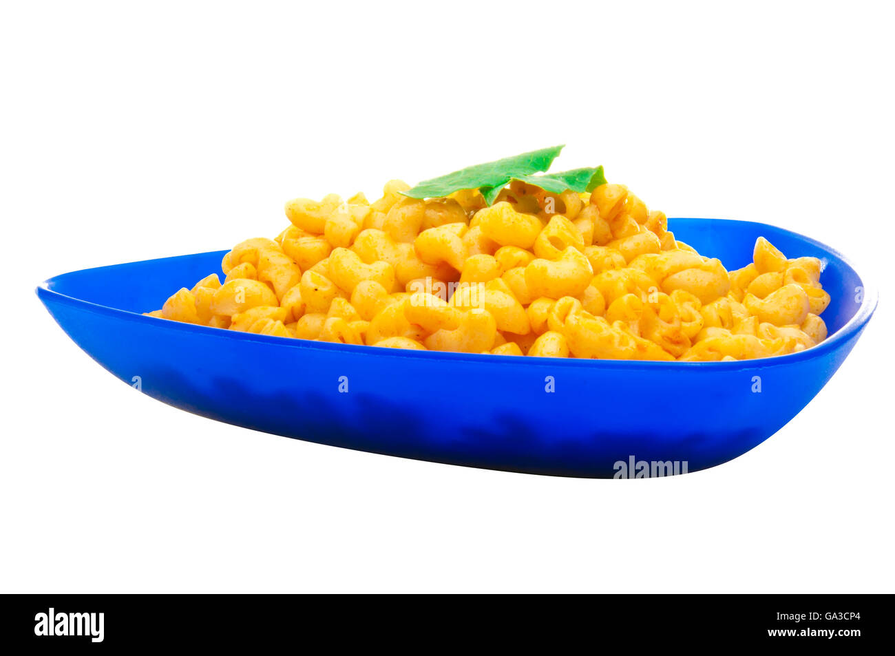 Macaroni and Cheese Plate Isolated on White Background Stock Photo