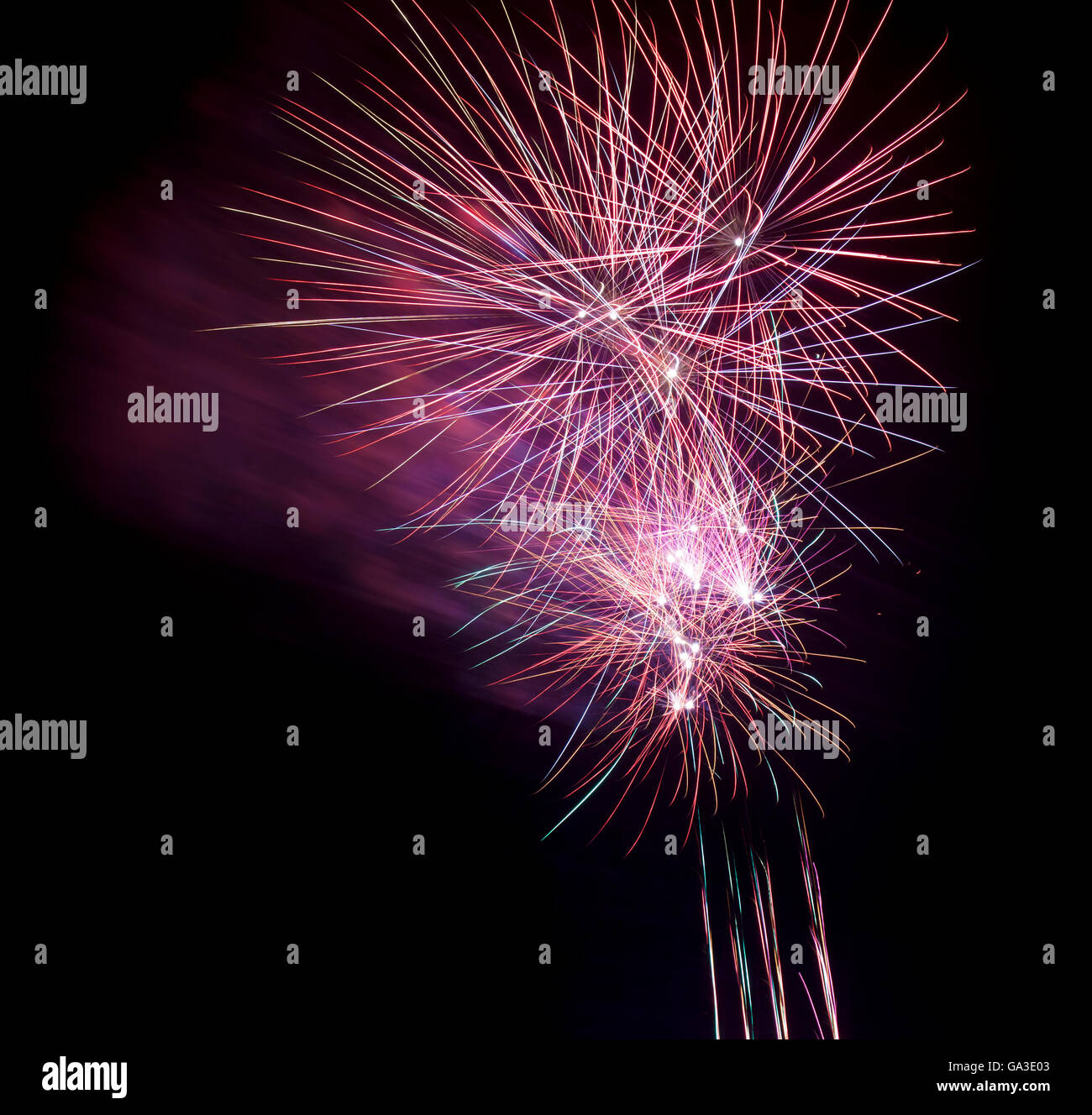 Exploding Fireworks Background exploding fireworks on black background Stock Photo - Alamy