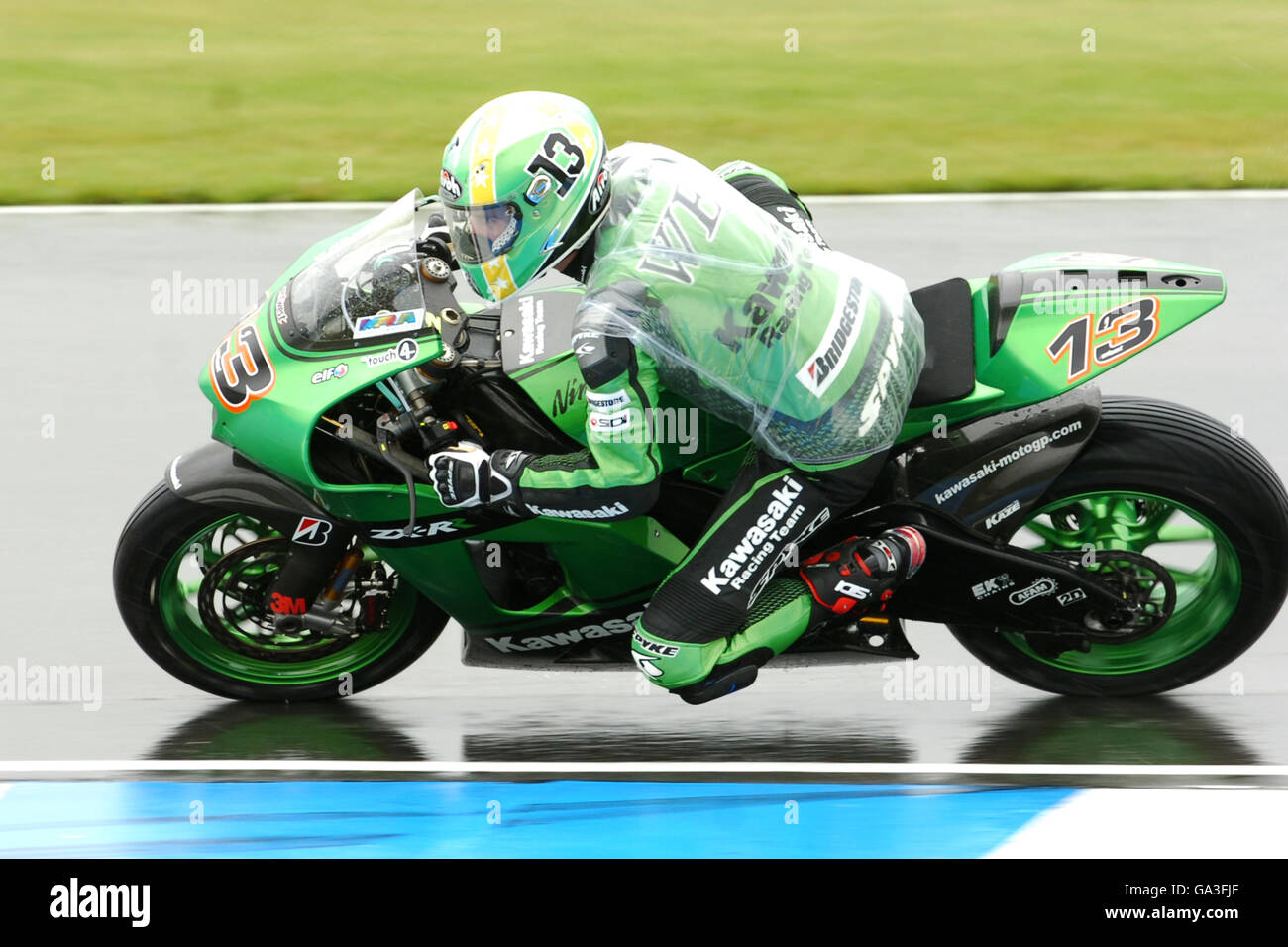 Motorcycling - British Grand Prix - Moto GP - Practice - Donington Park. Anthony West, Kawaski Racing Stock Photo