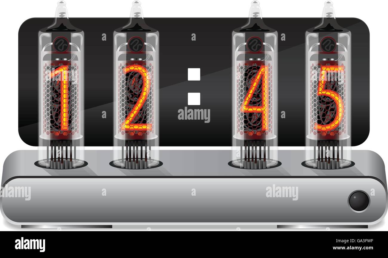 Clock with vintage vacuum tube display Stock Vector Image & Art Alamy