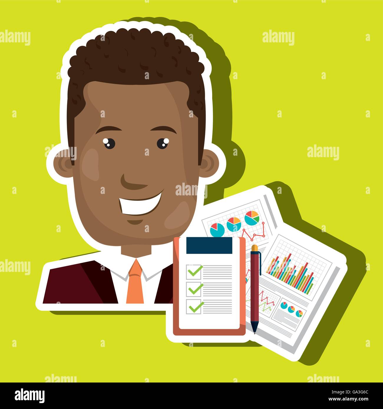 businessperson with statistic graph isolated icon design Stock Vector ...