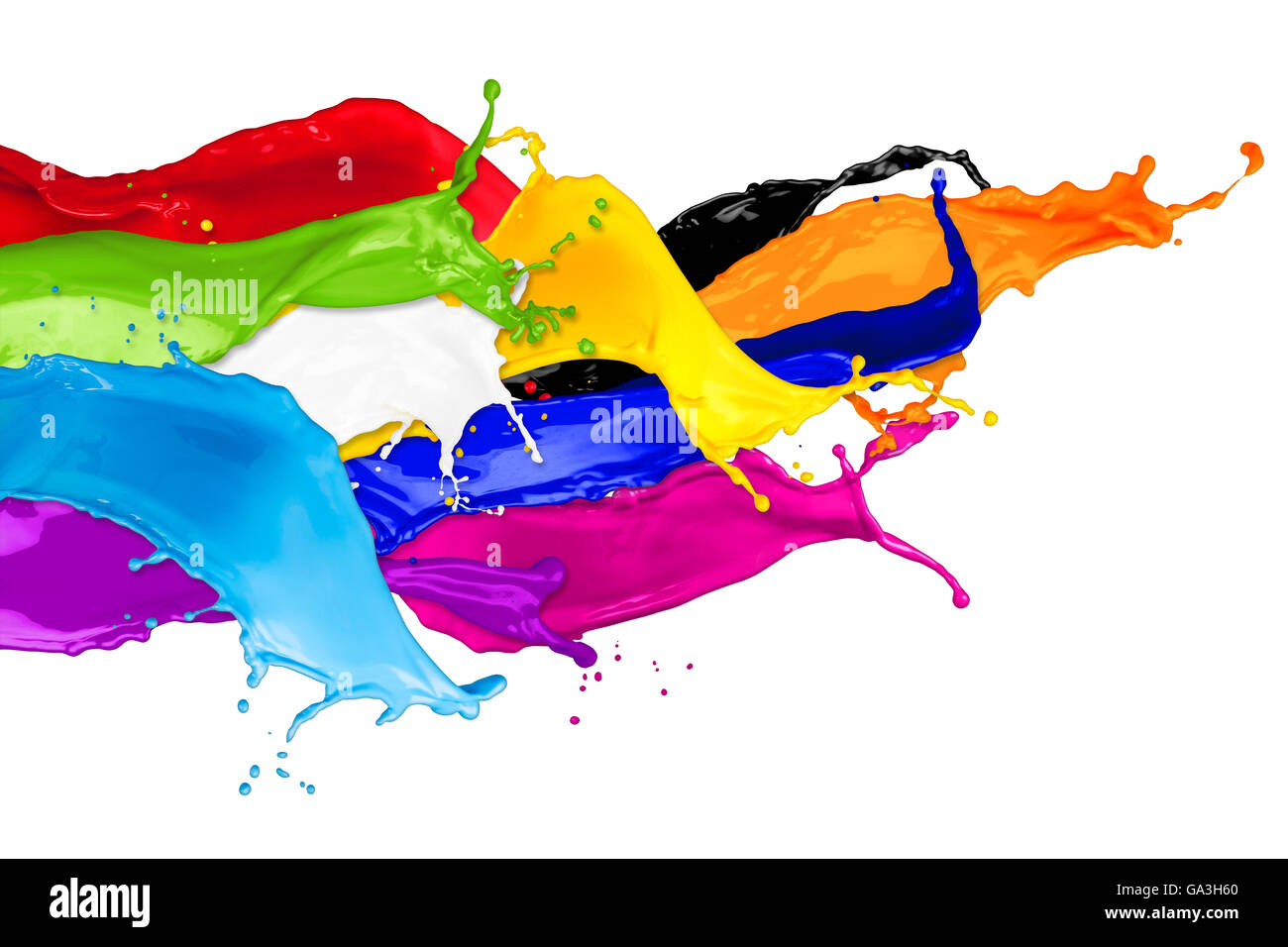 abstract color splashes isolated on white background Stock Photo