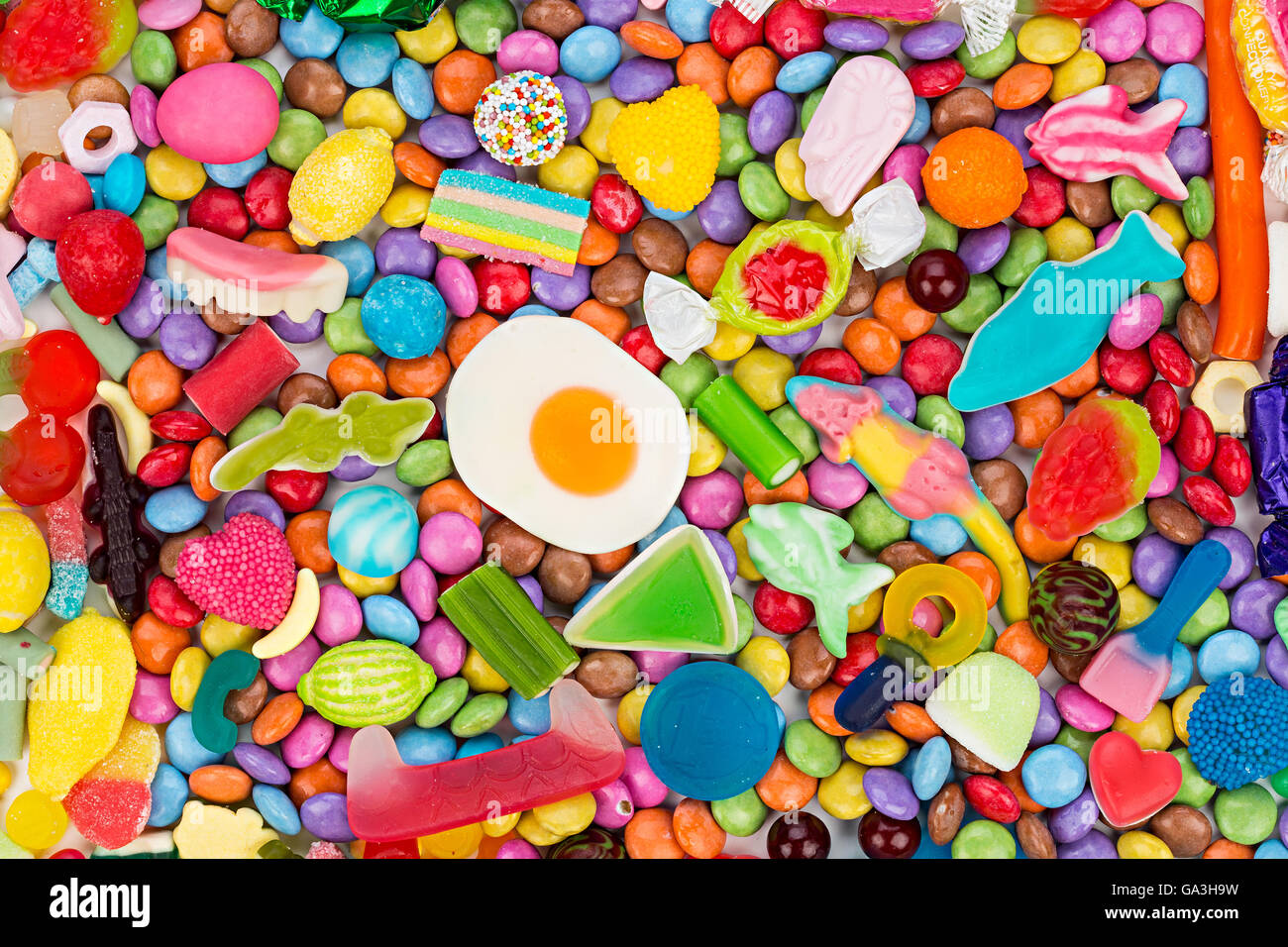 background of colorful tasty candies Stock Photo