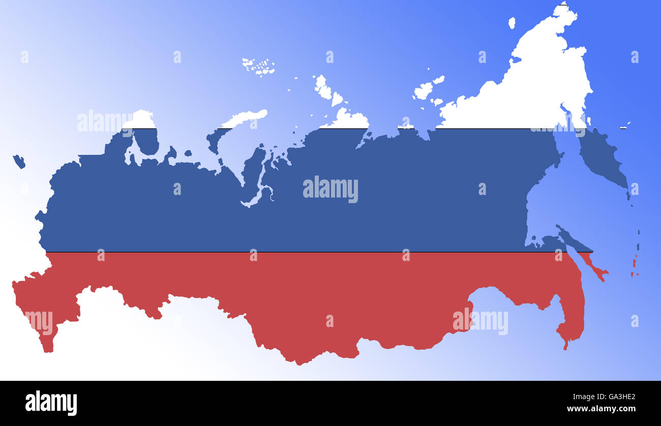 Symbolbild: Russland: Laenderumriss mit Flagge/ symbolic image