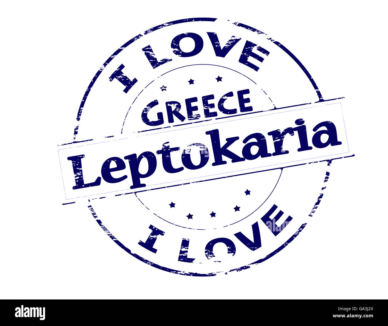Rubber stamp with text i love Leptokaria Greece inside, vector illustration Stock Photo