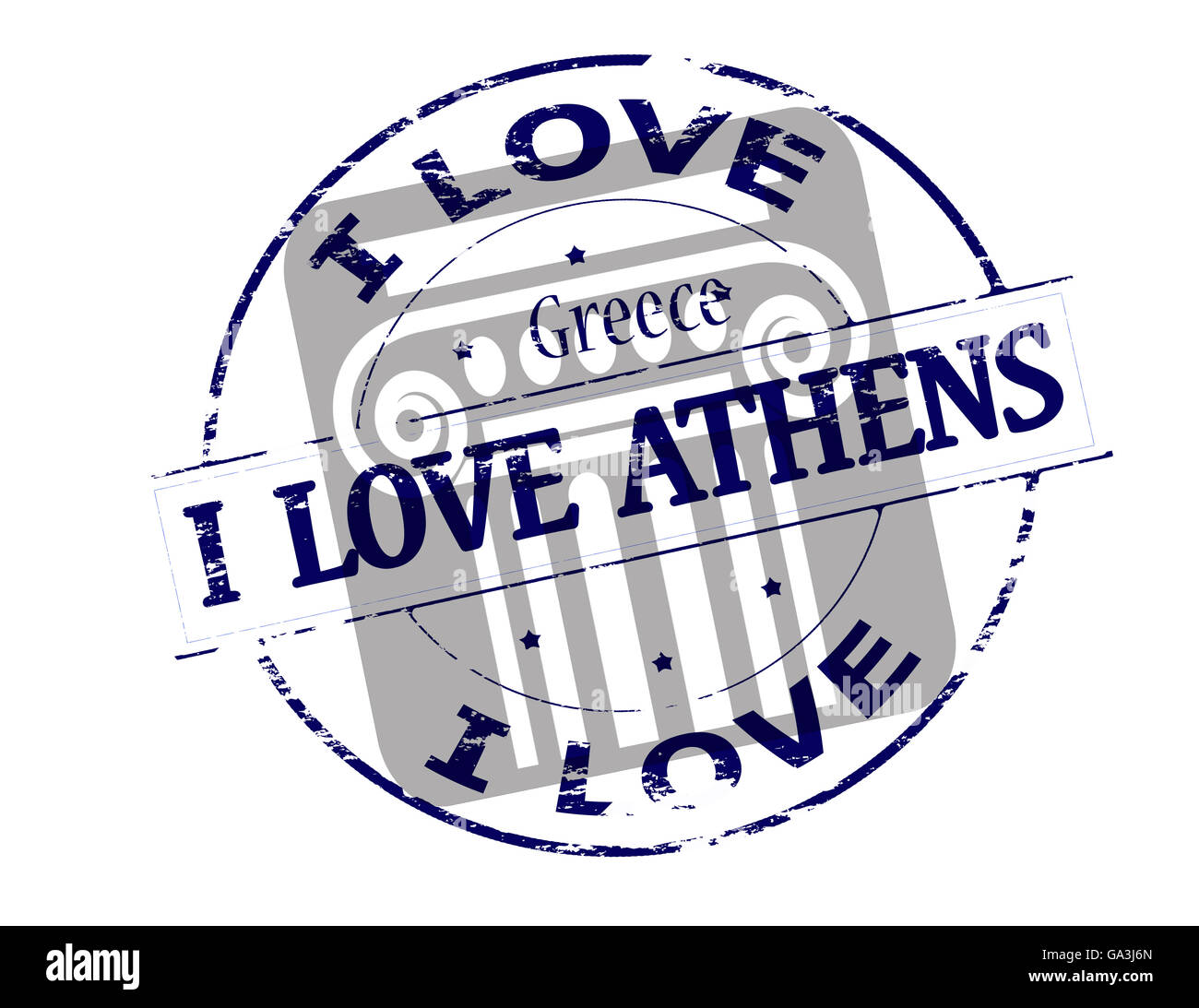 Rubber stamp with text i love Greece inside, vector illustration Stock Photo