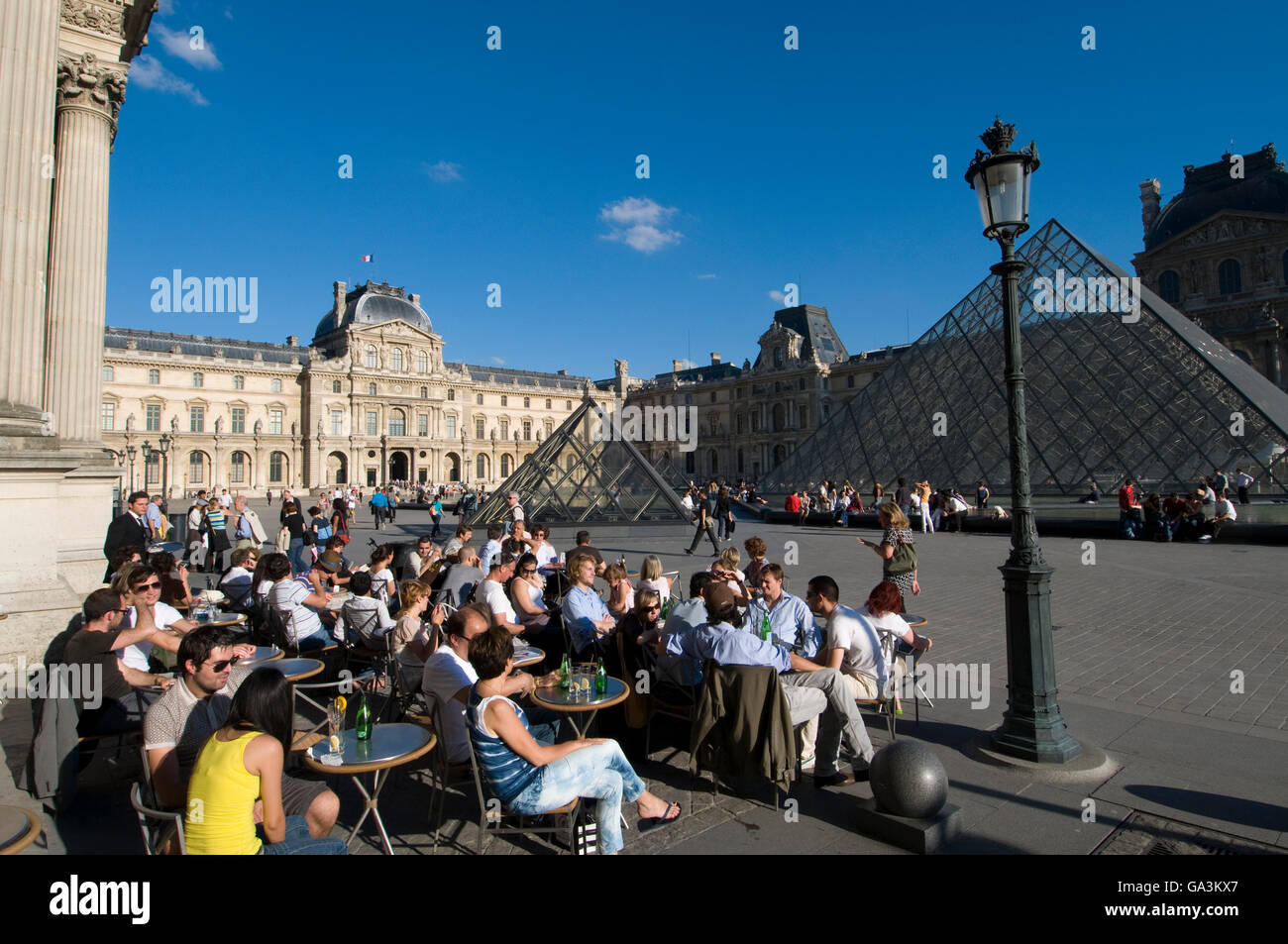 Musee du Louvre and Pei Pyramid, Paris, France, Europe Stock Photo