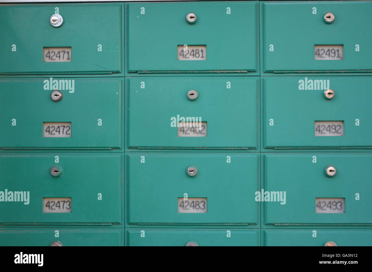 Numbered green pastel lock box wall savety safe deposit box locker